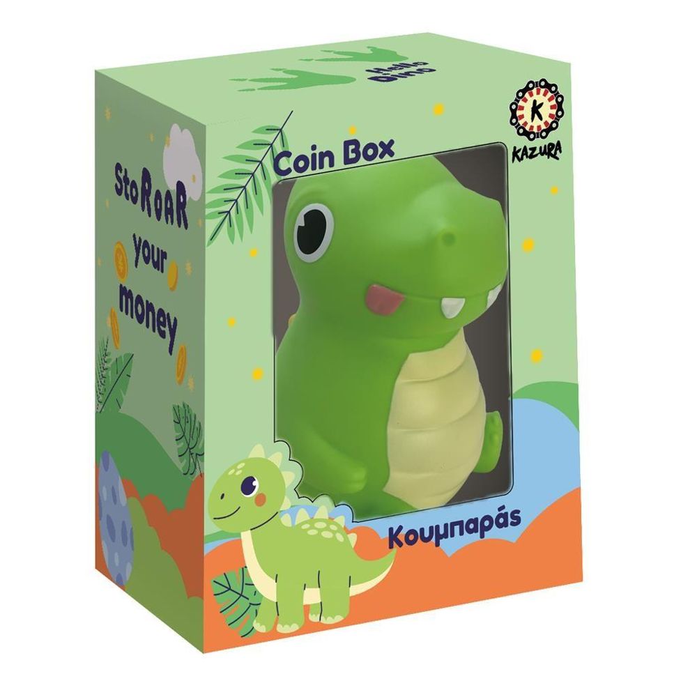 COIN BOX KAZURA 16X12X20CM LITTLE DINOSAUR LIGHT GREEN